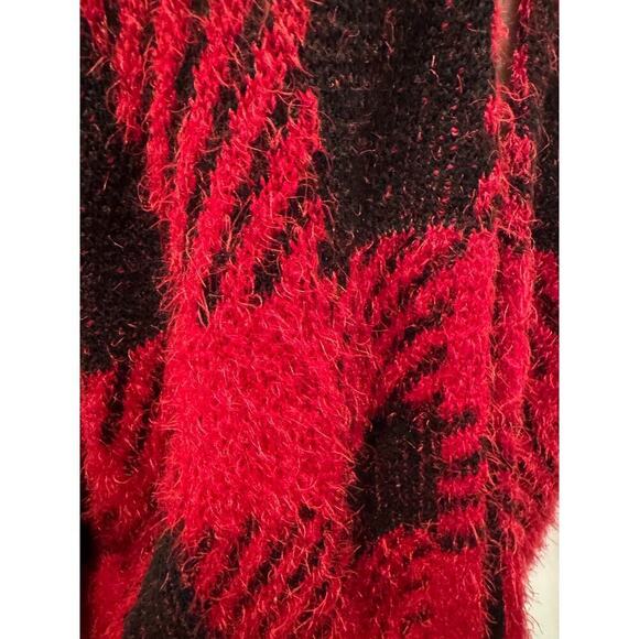 August Silk Red and Black Checkered Cardigan - XL - Picture 5 of 7